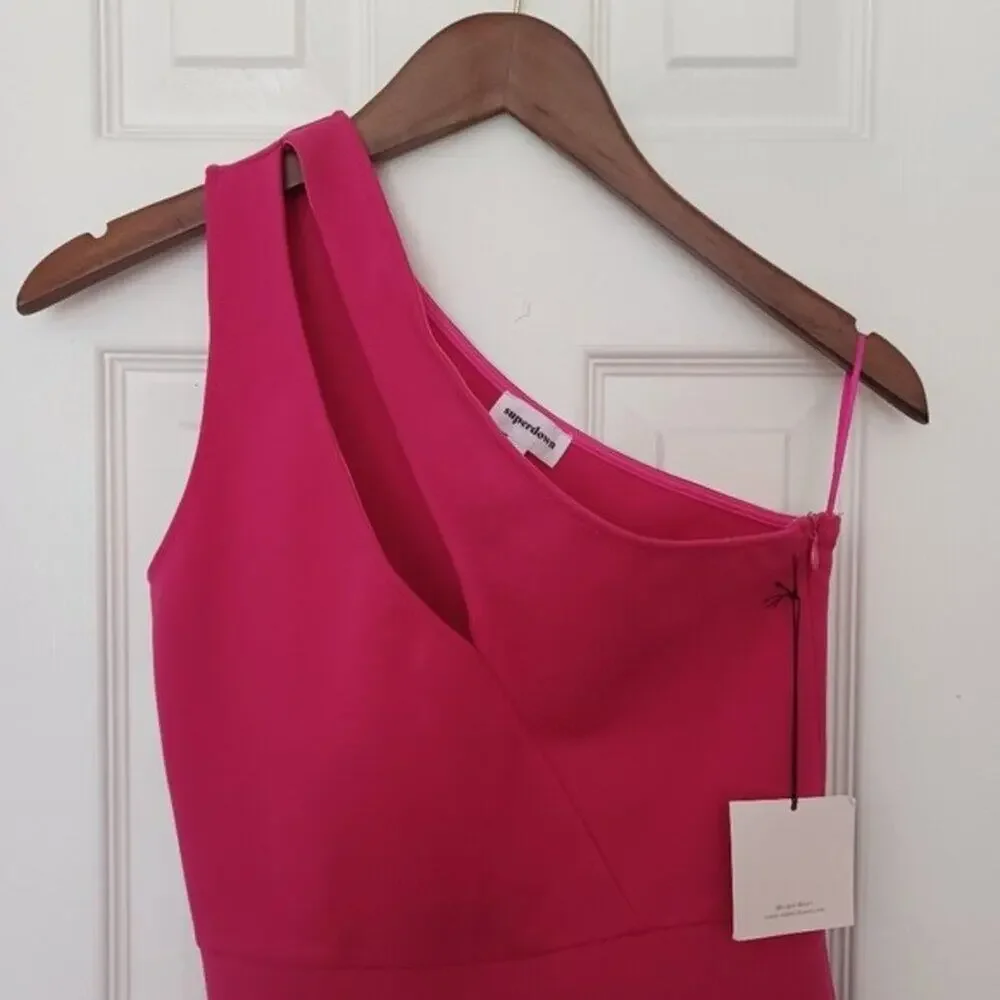 Superdown Nava One Shoulder Mini Dress Hot Pink Cut Out Small NWT - Picture 5 of 11